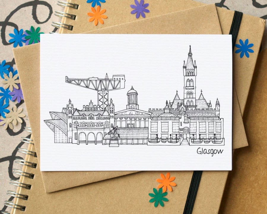 Glasgow Skyline Greetings Card