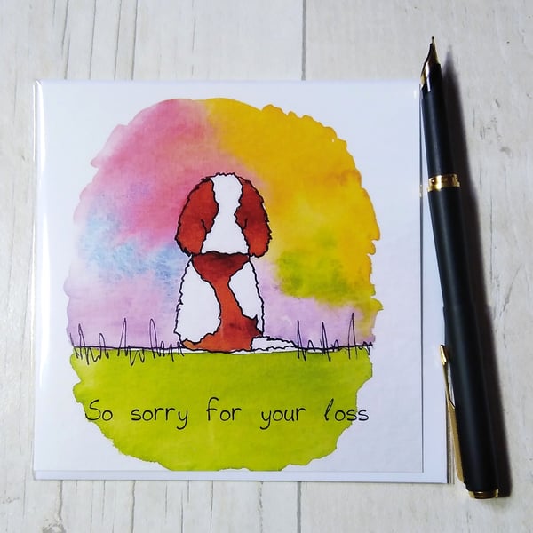 Cavalier King Charles Spaniel sympathy card. Pet loss card. Dog loss card