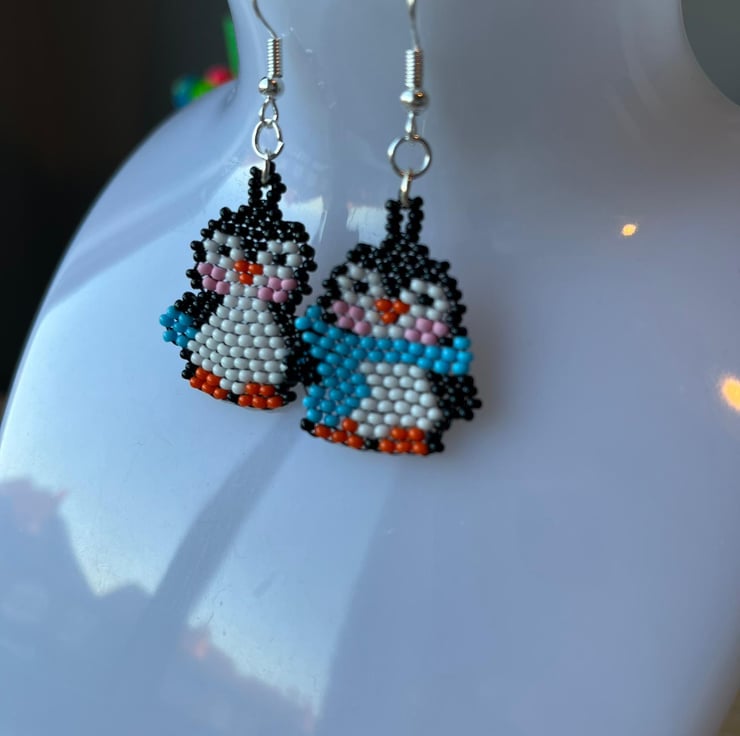 Handmade Seed Bead Penguin Earrings - Choice of... - Folksy