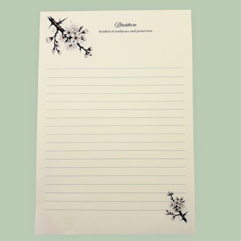 Blackthorn A5 Notepad - Botanical Writing pad - Hedgerow Collection 