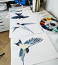 Watercolour Print Swallows Douglas - Image 3