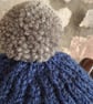 Large Tea Cosy, Brown Betty Compatible, Hand Knitted, Dark Blue & Grey Stripes - Image 5