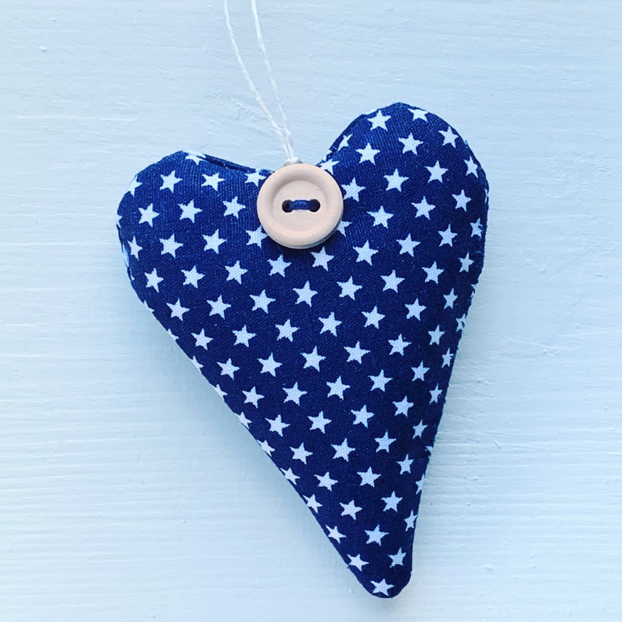SALE - LAVENDER HEART - navy and white stars