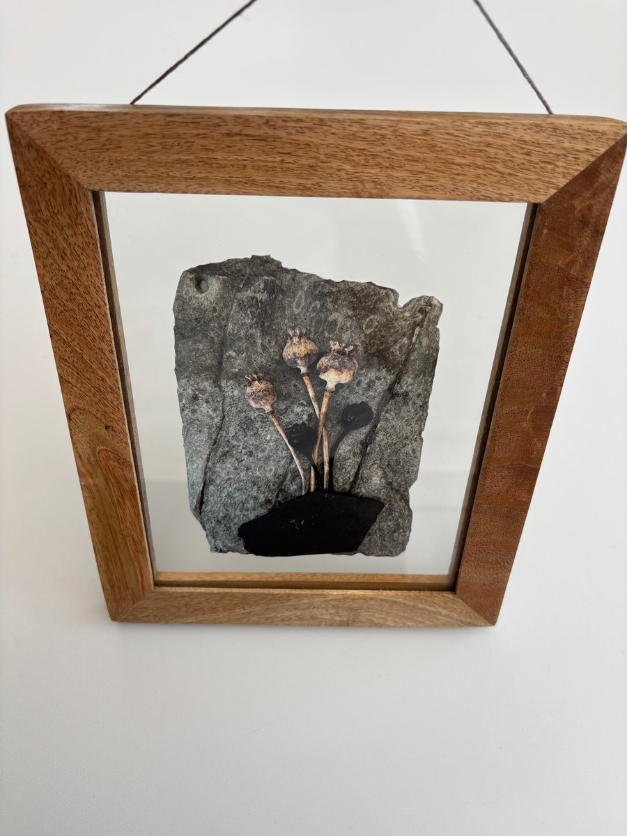 Framed Slate Art Rose Print 23.9 x 28.9cms