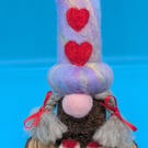 Needle felted Triple Heart Gnome with braids