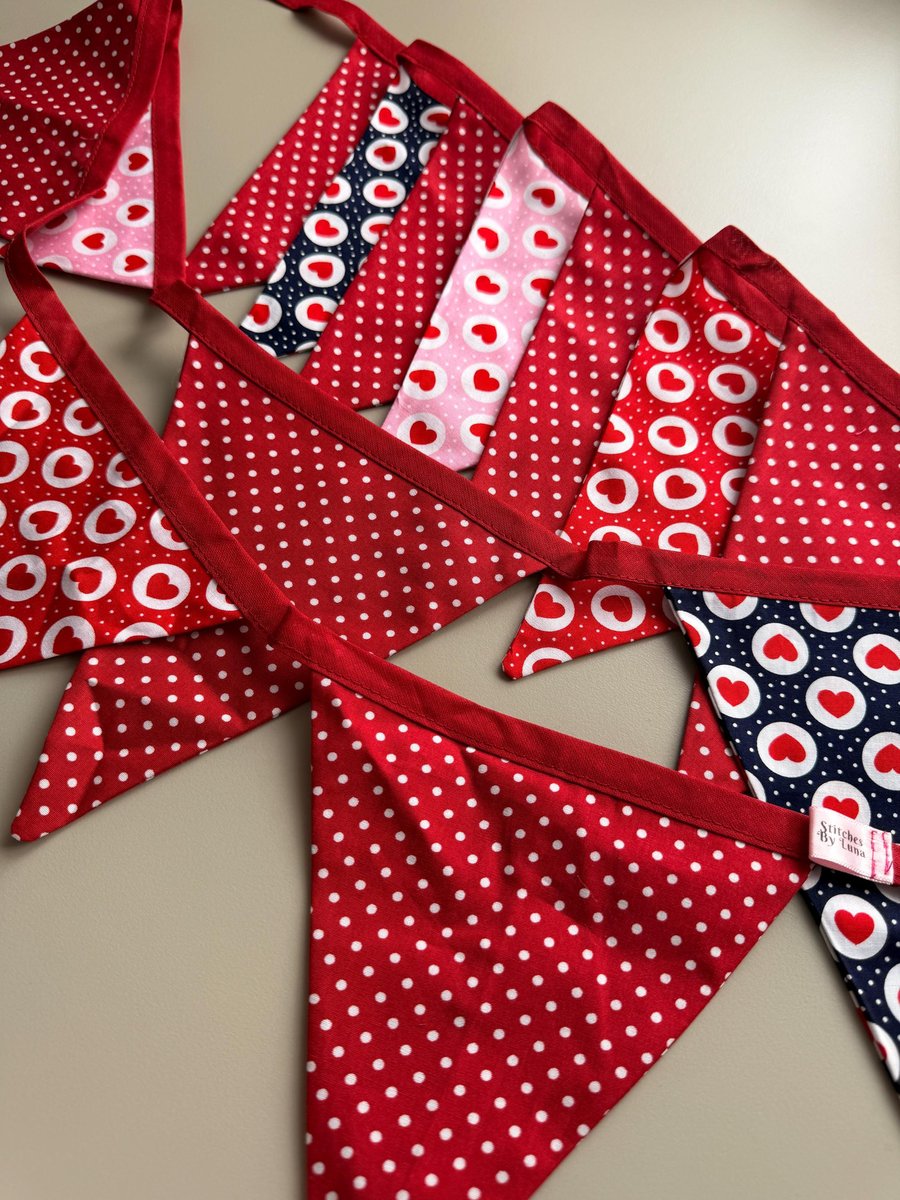 Romantic Chic Cottage Love Hearts Themed Bunting, 2.5metre Wedding Party Bunting