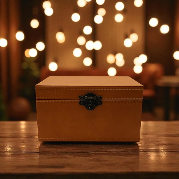 RFID Signal Blocking Personalized Leather Engraved Box, Brown Faraday Protection
