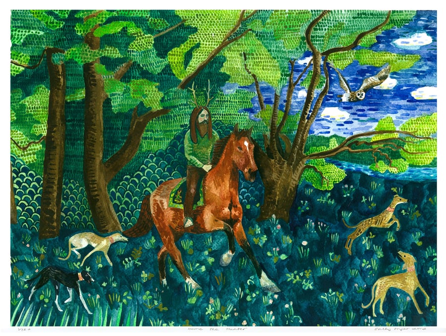 Herne the Hunter - The Green Man, Framed Print of watercolour painting