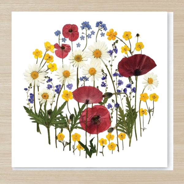 Summertime Meadows, Pressed Flower Print card, 