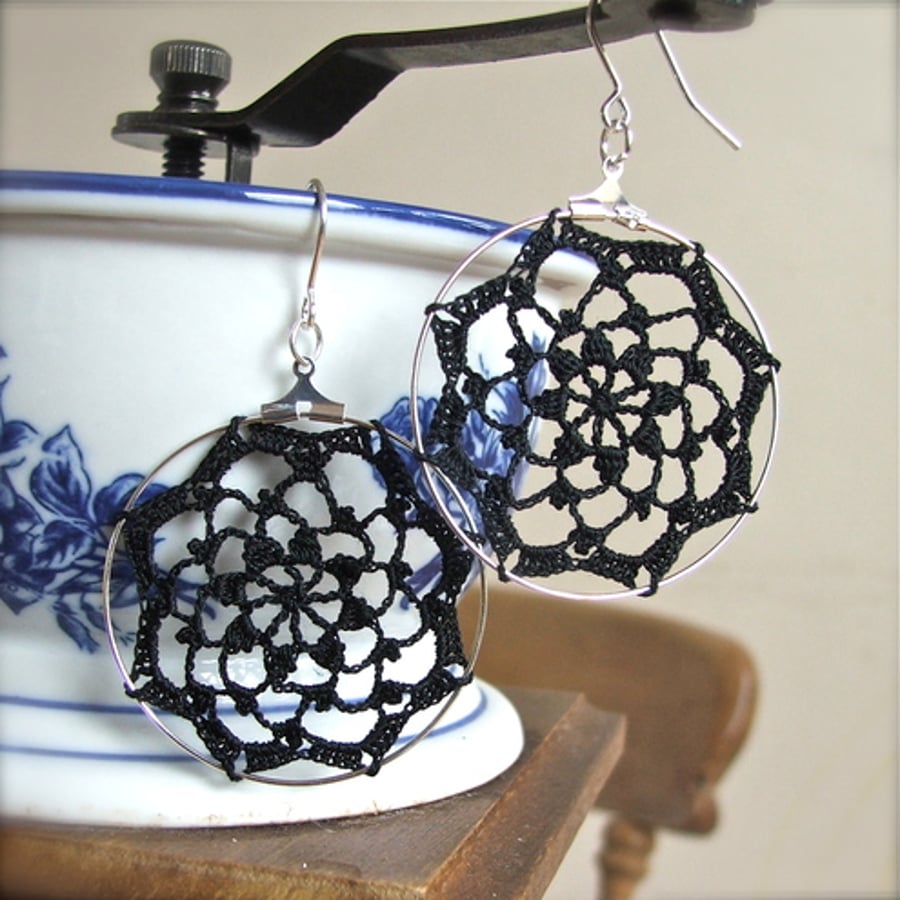Black Doily Earrings