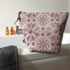 Hand Printed Linen Wash Bag, Toiletry Bag, Accessory Bag