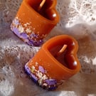 2 pack nat.beeswax decorated candles, natural dried flowers.