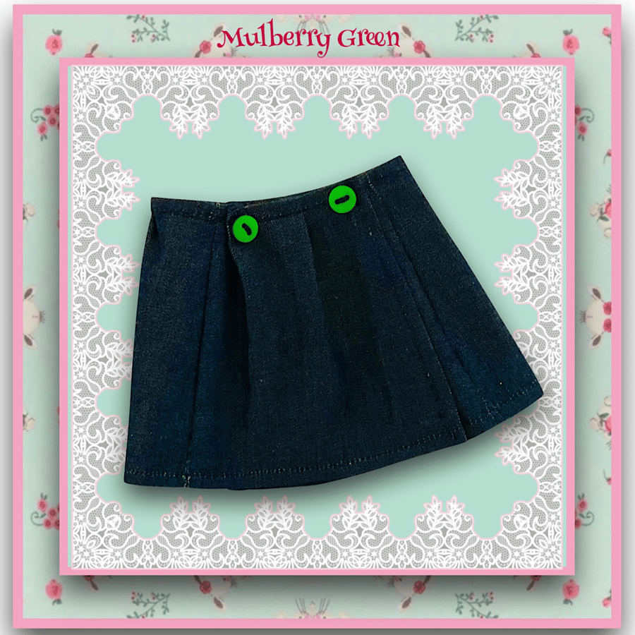 Pleated Denim Wrapover Skirt