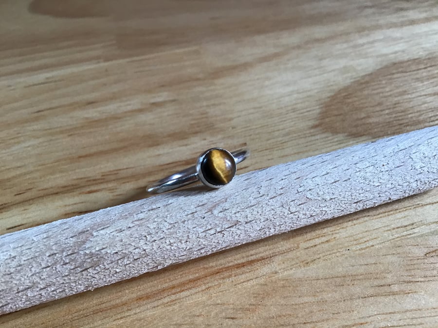 Golden Tiger’s eye Sterling and Fine silver unisex ring 6mm Stone