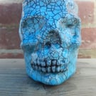 Small Turquoise Skull Pot Ceramic Sculpture 