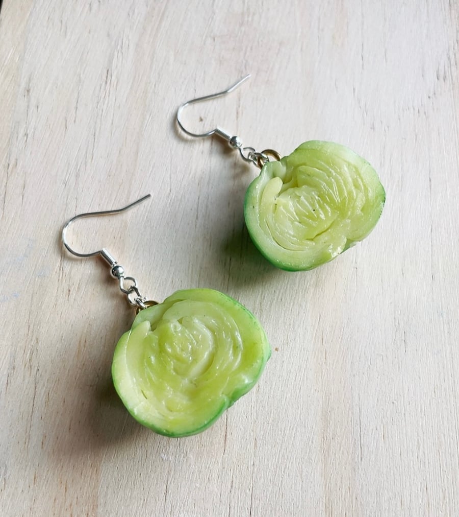 Brussels Sprout Earrings (Hypoallergenic Hooks)