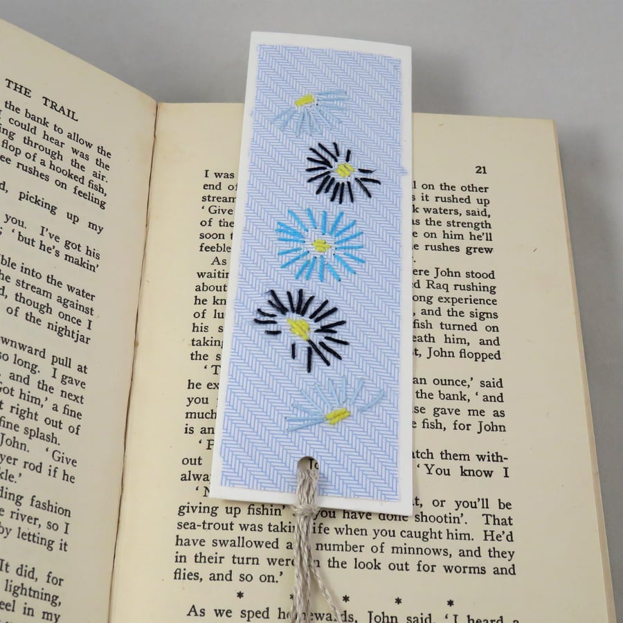 Recycled Envelope Embroidered Bookmark