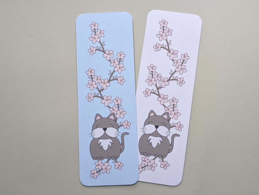 Cat bookmarks, Cherry blossom bookmarks