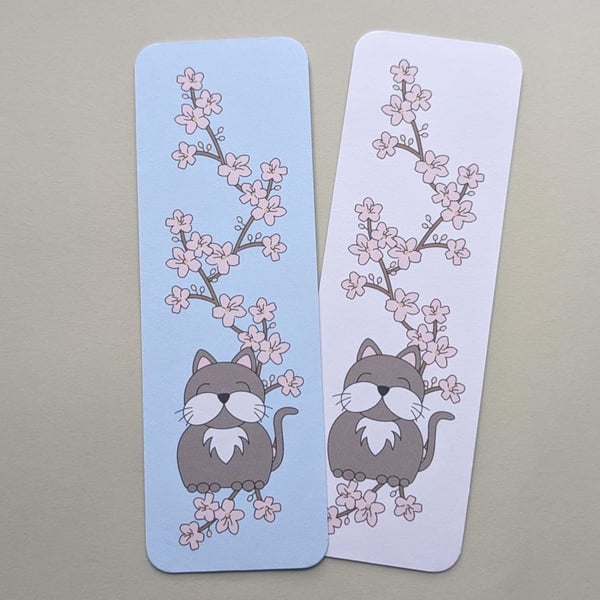 Cat bookmarks, Cherry blossom bookmarks