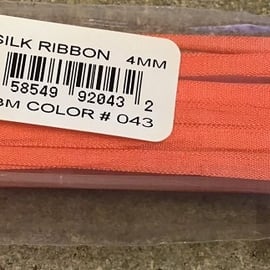 YLI 4mm Silk Ribbon 3m Red Salmon 043