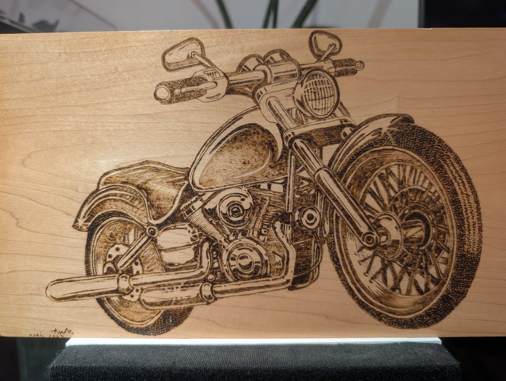 Pyrography motorcycle 