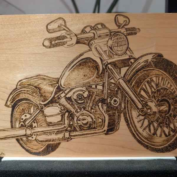 Pyrography motorcycle 