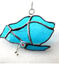Butterfly Suncatcher Stained Glass Turquoise Closed Wing - Image 3