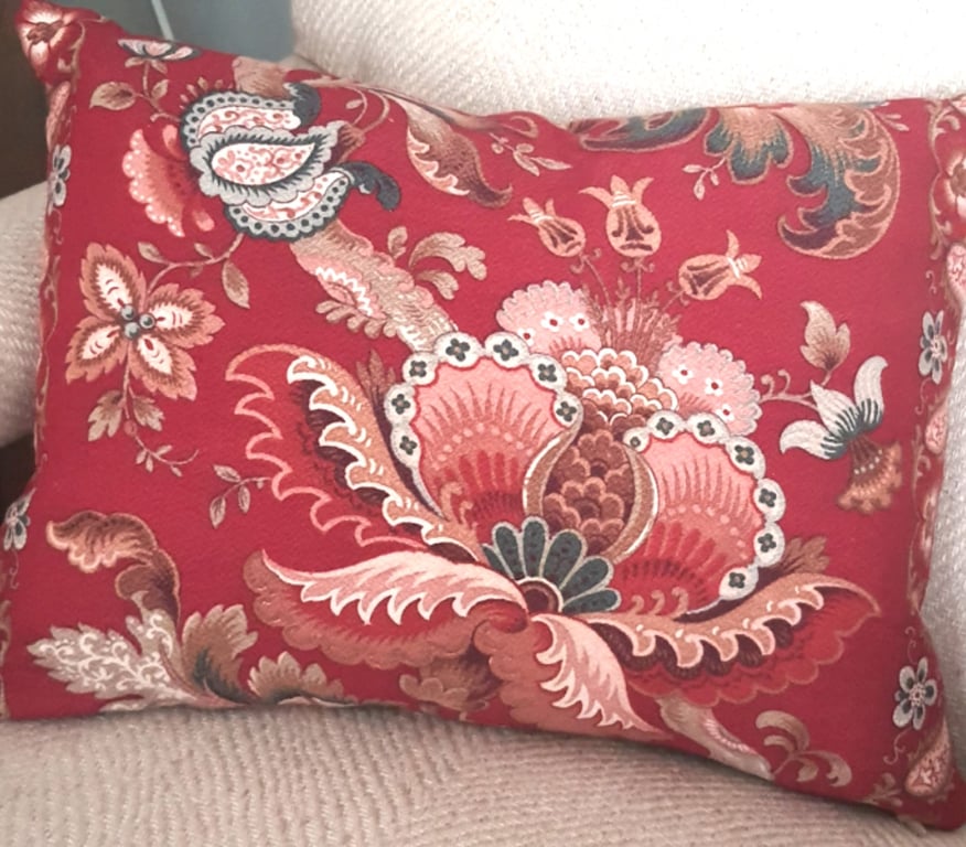 Vintage red fabric cushion