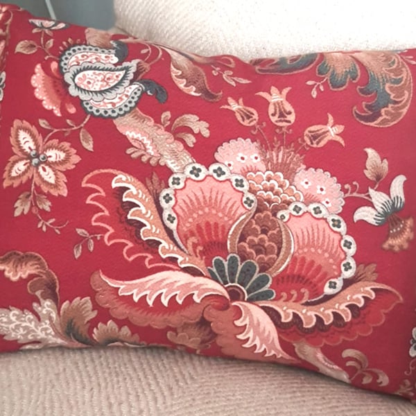 Vintage red fabric cushion