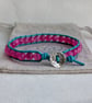 Turquoise leather and hot pink agate bracelet with button fastener  - Image 3
