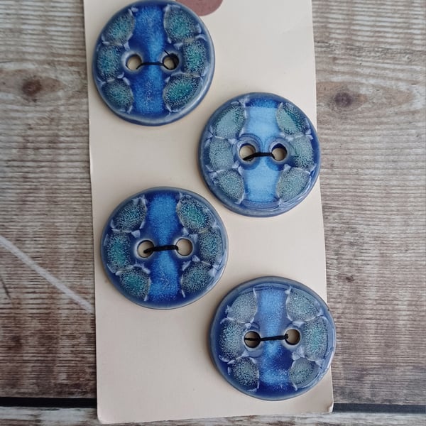Set of 4 Handmade Pottery buttons