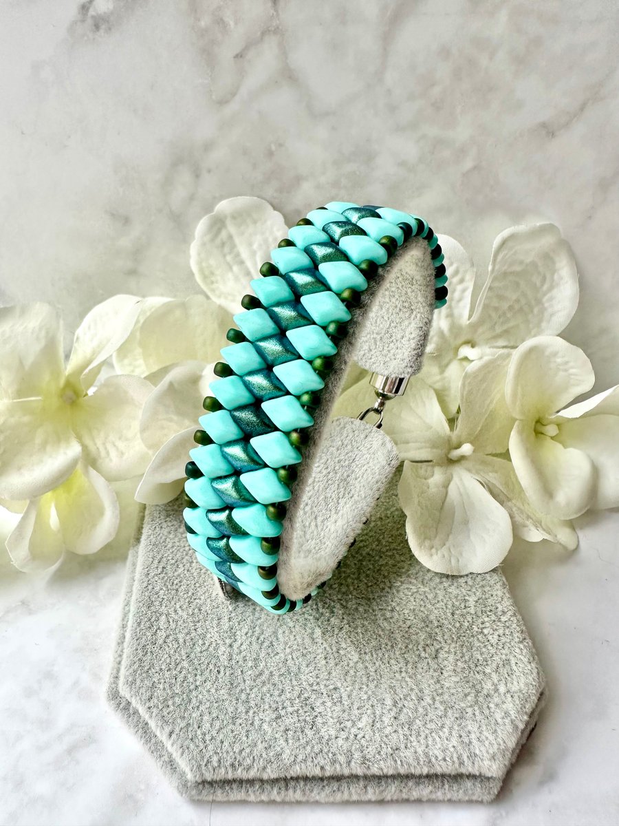 GemDuo Bracelet - Mint & Metallic Green