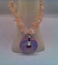 Iridescent Lilac Ceramic Donut Pendant on a Rose Quartz Chip Bead Necklace - Image 9