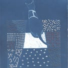 Inside II Mixed Media wall art with cat