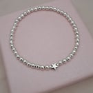 Silver Beaded Star Bracelet, Stretch Bracelet Gift for Her
