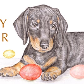 Henry the Dachshund - Easter Card