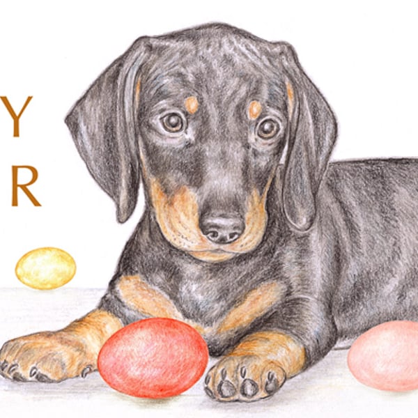 Henry the Dachshund - Easter Card