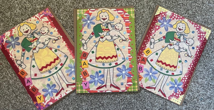 Hand crafted greetings card - Baby - new baby card