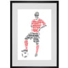 Personalised Football Footballer Red Design Word Art Gifts 