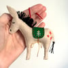 Hand Stitched Wool Felt Donkey Christmas Tree Decoration - pale creamy brown