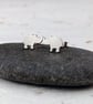Recycled Sterling Silver Rhino Stud Earrings – Cute Handmade Animal Jewellery  - Image 1