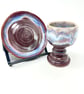 Handcrafted Personal Communion Set ,Pottery Chalice & Plate, Cascading Glazes 