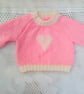 Hand Knitted Baby's Jumper with Heart Motif, Baby Shower Gift, Baby Gift - Image 1