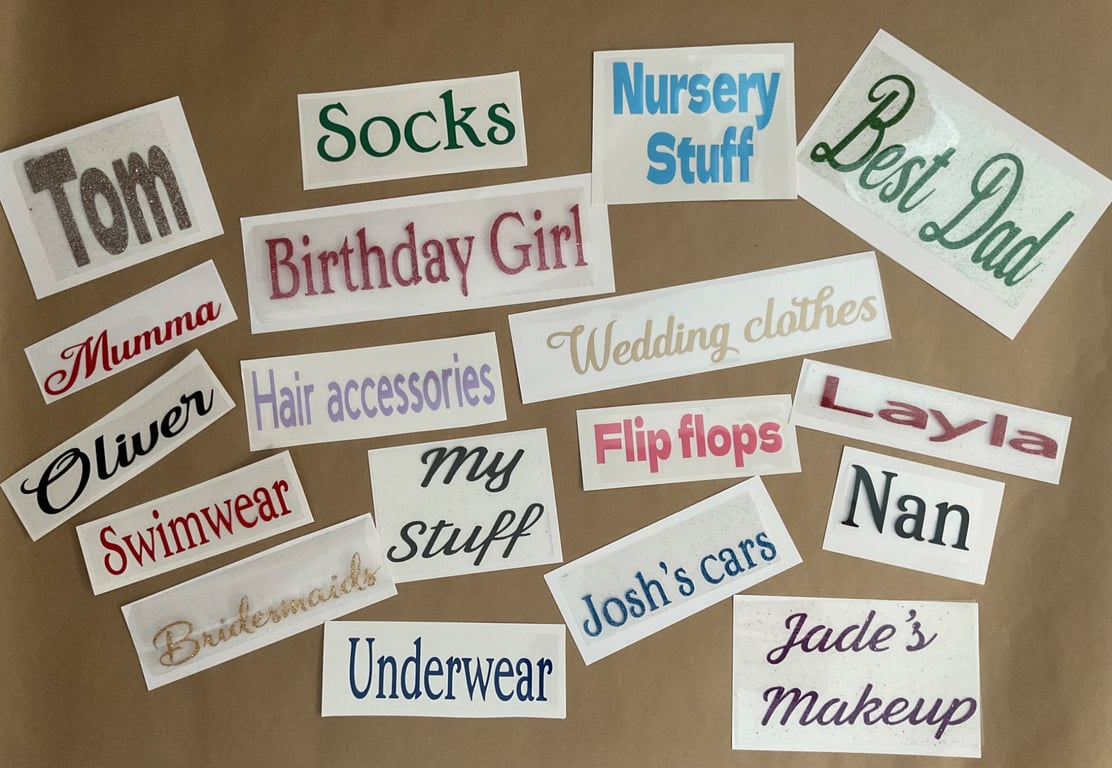 Personalised Heat transfer vinyl any word name decal stickers