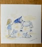 Beach Pottery Pets - Original Watercolour and Ink Painting - Image 4
