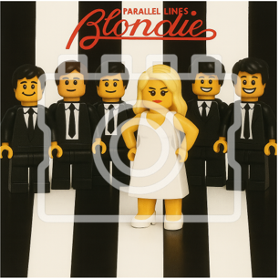 LEGO-Inspired Blondie "Parallel Lines" – 5x5" Print Mounted for 9x9" Frame