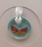 Butterfly on Turquoise Fused Glass Card - Image 2