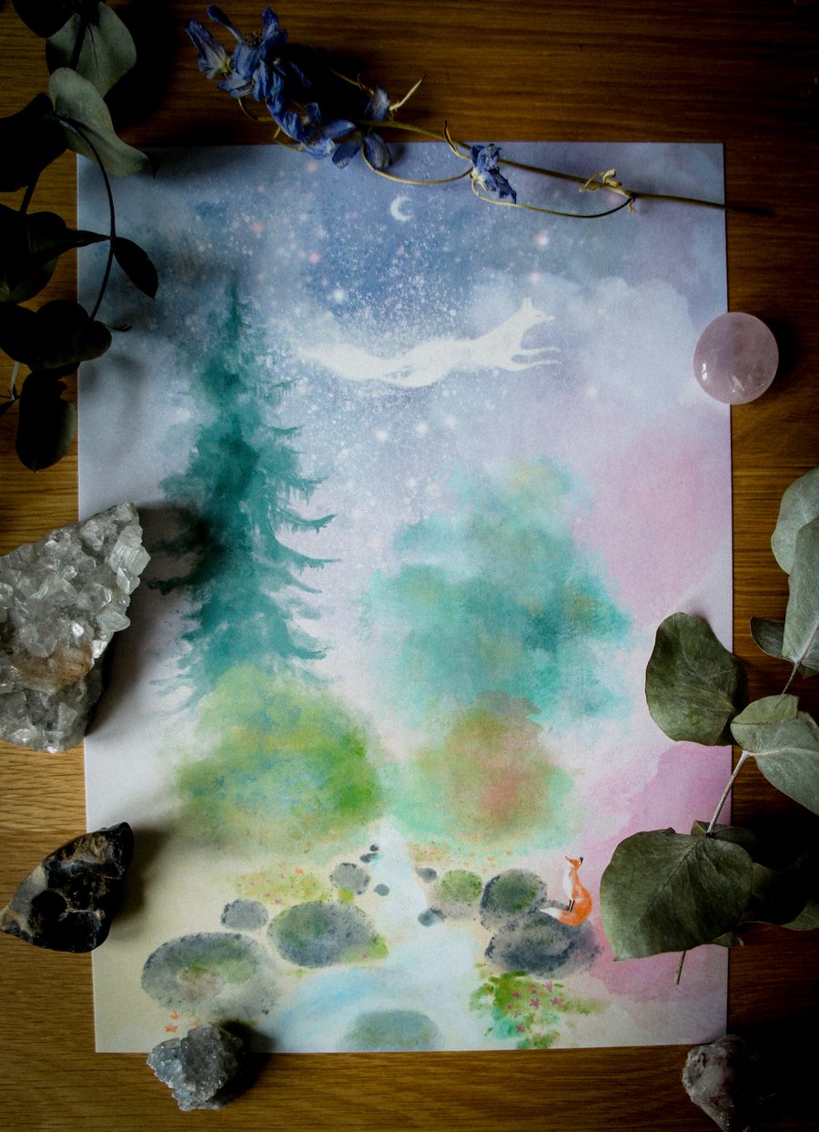 Revontulet Star Fox A4 Fine Art Print