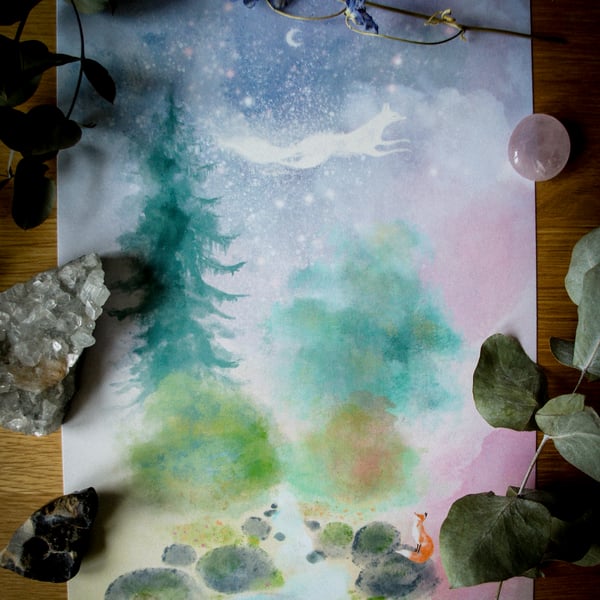 Revontulet Star Fox A4 Fine Art Print