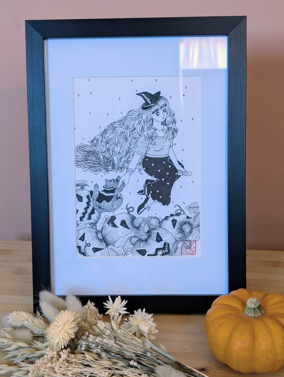 Hungry Pumpkins Original Illustration Framed